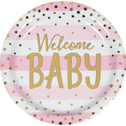 WELCOME BABY PINK AND GOLD