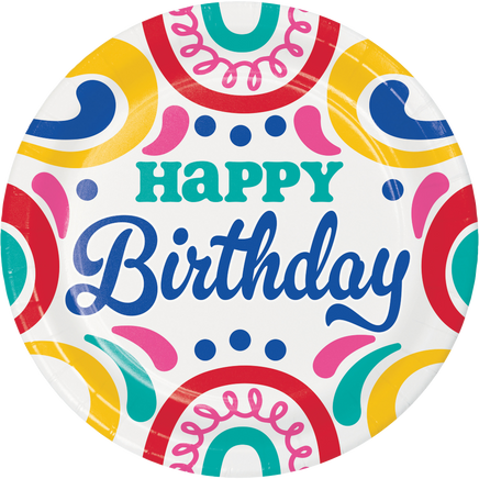 Birthday Swirls 9" Paper Plates 8 ct.