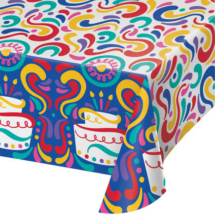 Birthday Swirls Paper Tablecover 1 ct.