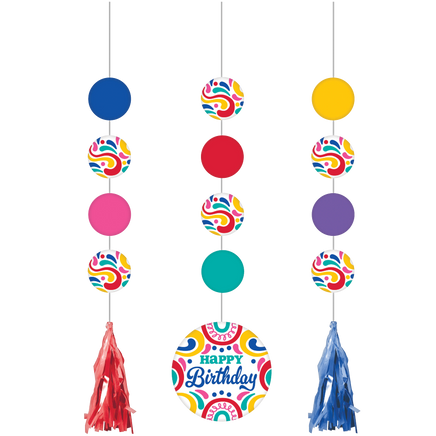 Birthday Swirls Hanging Decoration 3 ct.