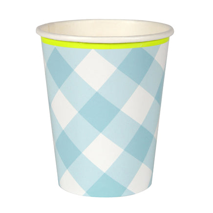 Blue Gingham Paper Cups 12 ct.