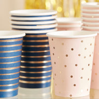 Gold Foiled Pink and Navy Mixed Cups