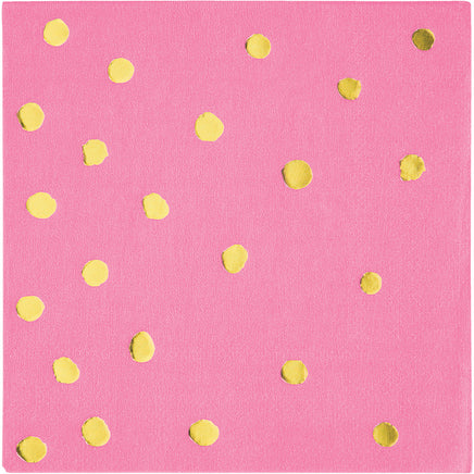 Candy Pink Foil Stamped Beverage Napkins 16 ct.