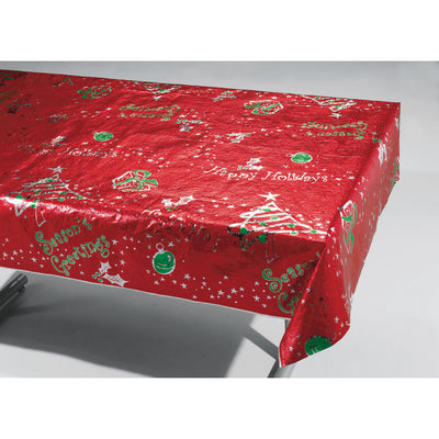 Red and Green Christmas Print Tablecover 1 ct. 54