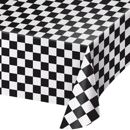 Black and White Checked Paper Tablecover 54 in. X 108 in. 1 ct.