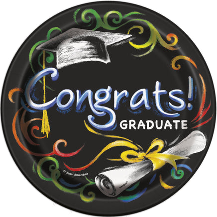 Chalkboard Graduation Round 7" Dessert Plates 8ct