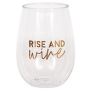 Thanksgiving "Rise and Wine" Plastic Stemless Wine Glass - Foil Stamping