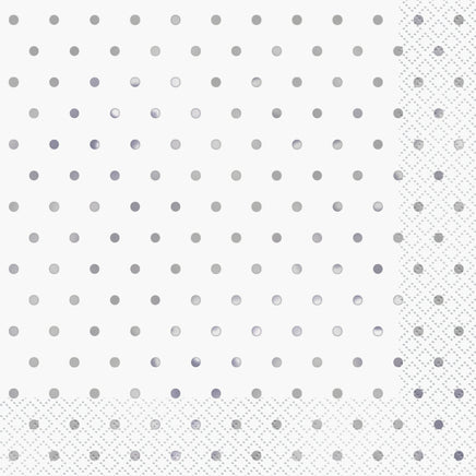 Elegant Silver Foil Dots Luncheon Napkins 16ct - Foil Stamped
