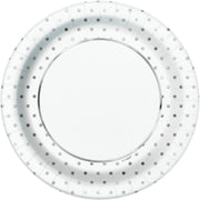 Elegant Silver Foil Dots Round 9" Dinner Plates  8ct - Foil Board