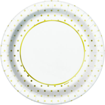 Elegant Gold Foil Dots Round 9" Dinner Plates 8ct - Foil Board