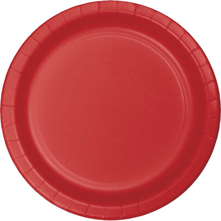 7 in Classic Red Paper Dessert Plate 24 ct