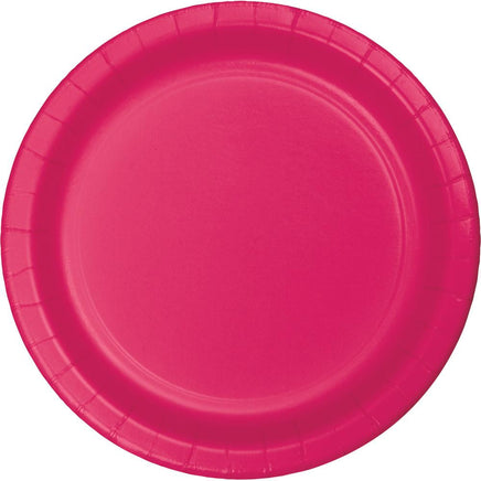 7 in Hot Pink Paper Dessert Plates 24 ct