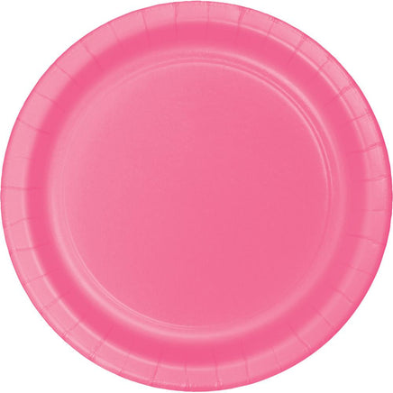 7 in. Candy Pink Paper Dessert Plates 24 ct