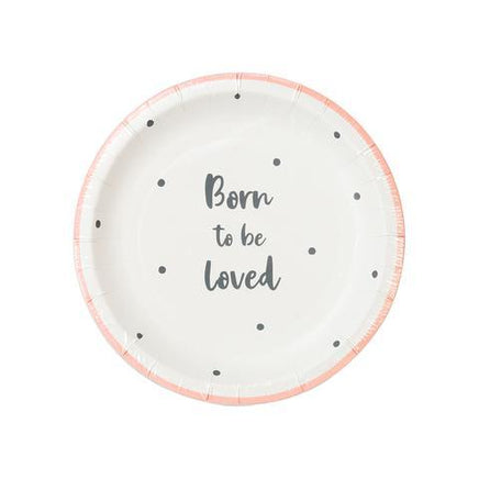 Born To Be Loved Dessert Plates Pink 12 ct.