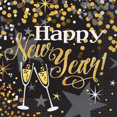 Glittering New Year Luncheon Napkins 16ct