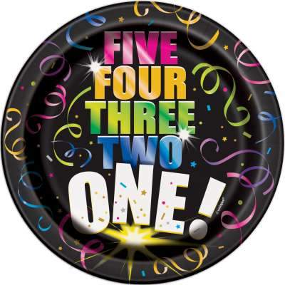 Glitzy New Year Round 7" Dessert Plates 8ct