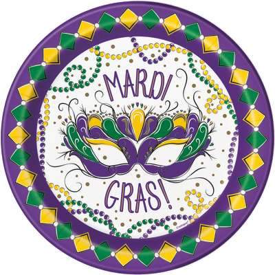 Jazzy Mardi Gras Round 9" Dinner Plates 8ct