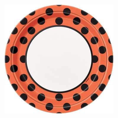 Orange & Black Dots Round 9" Dinner Plates 8ct