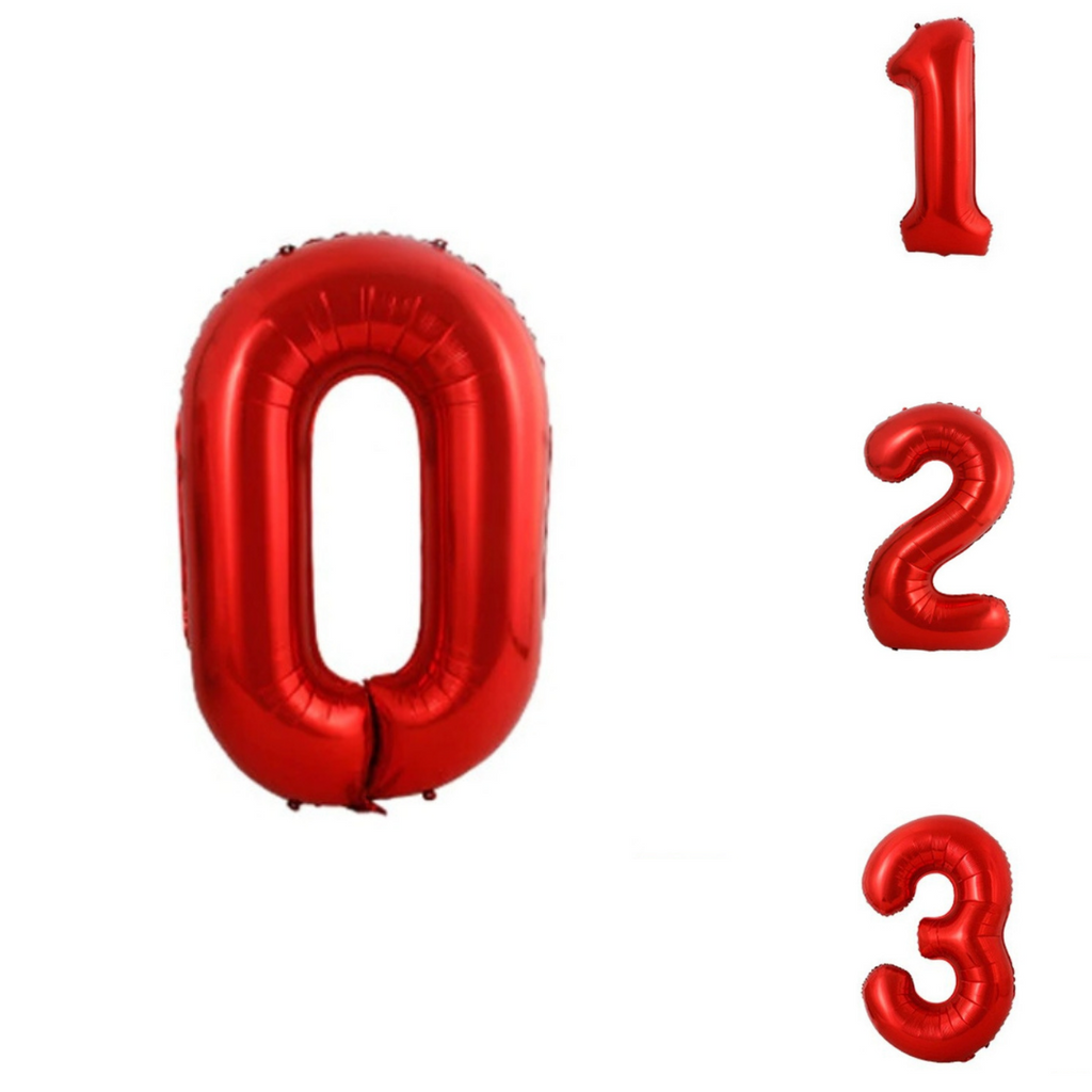 34in. RED NUMBER BALLOONS