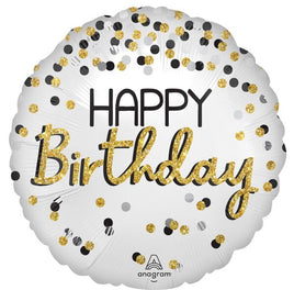 17" Black Silver Gold Birthday
