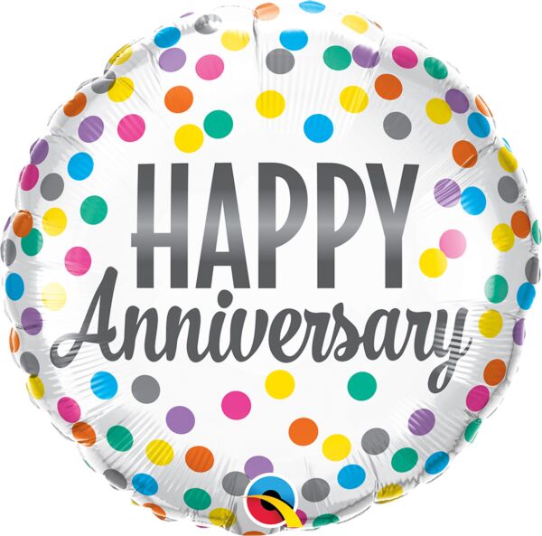 18" Happy Anniversary Confetti Dots Foil Balloon