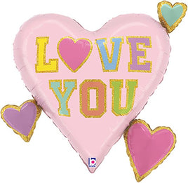 28" Love Patch Multi  Hearts Foil Balloon