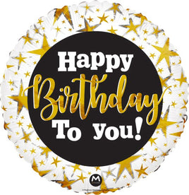 17" Happy Birthday Gold Stars