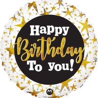 30" Happy Birthday Gold Stars Jumbo Foil Balloon