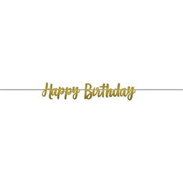 Gold Glitter Happy Birthday Banner