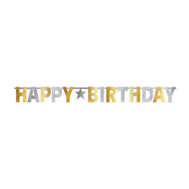 Giant Silver & Gold Letter Happy Birthday Banner