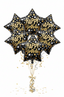 30" HAPPY BIRTHDAY SILVER & GOLD STARS FOIL BALLOON