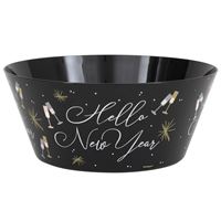 Toasting New Years Hello New Year Black Plastic Serving Bowl