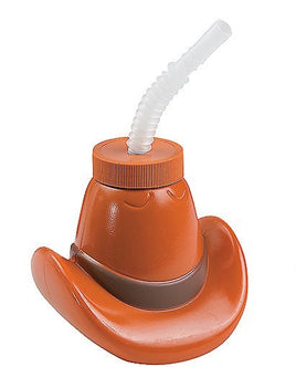 15oz. Cowboy Hat Plastic Cup with Lid & Straw