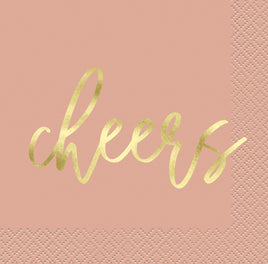 Taupe Cheers Beverage Napkins  16ct - Foil Stamping