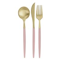 Dusty Rose & Gold Assorted Plastic Cutlery Set  4pc