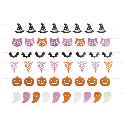 Adorable Halloween Assorted Iridescent Glitter 6 ft. Garland Backdrop Kit  6 ct.