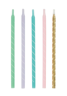 Pastel Spiral Birthday Candles 5" - Assorted  12ct
