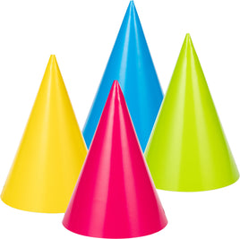 Assorted Neon Colors Party Hats 8 ct.