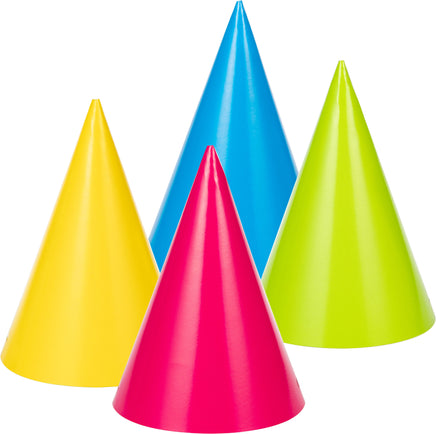 Assorted Neon Colors Party Hats 8 ct.