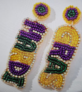 Mardi Gras Beaded Earrings