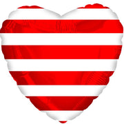 18" Red Stripe Heart Foil Balloon