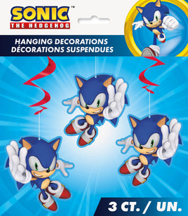 Sonic the Hedgehog Hanging Swirl Decorations  3ct