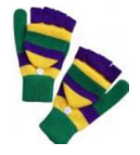 Purple, Green, and Gold Gloves