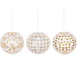 Gold Motifs Foil Paper Lanterns 3 pcs.