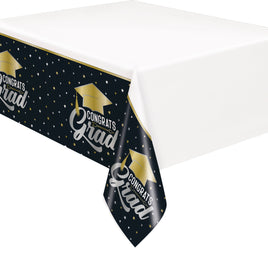 Stars & Caps Graduation Rectangular Plastic Table Cover  54" x 84"