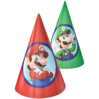Super Mario Brothers Paper Cone Hats 8 ct.