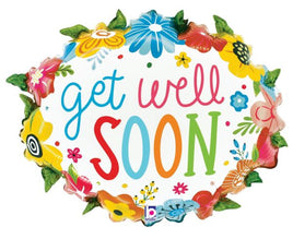 25" GET WELL FLORAL WREATH FOIL BALLOON