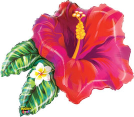30" TROPICAL FLOWER FOIL BALLOON-RED