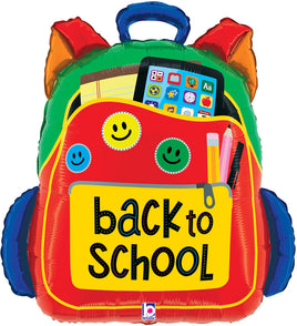 25" Back To School Backpack Foil Balloon