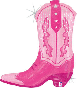 29" Pink Cowgirl Boot Foil Balloon
